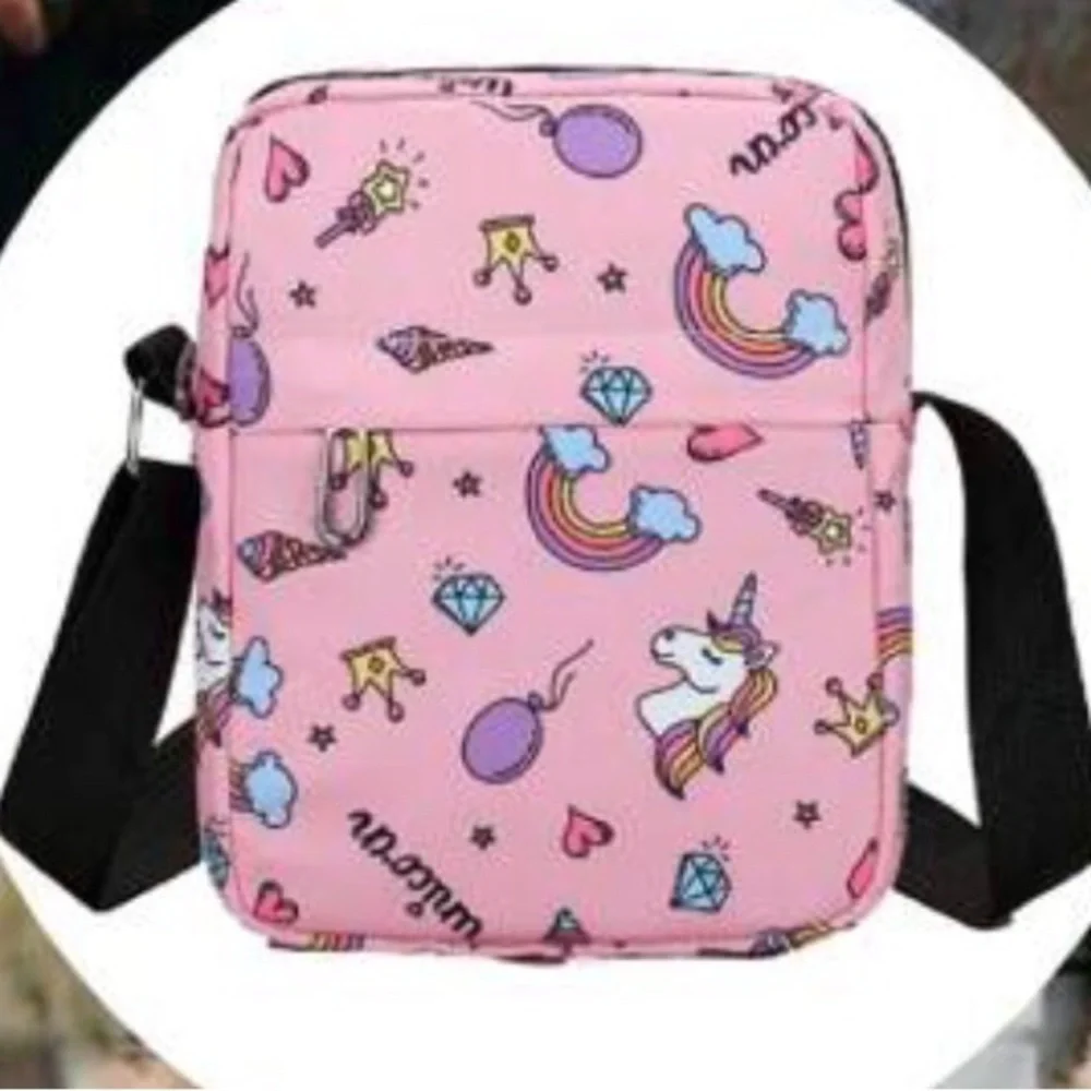 Girls mini cartoon unicorn printed bag . New